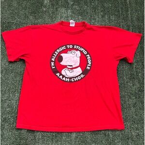 Family Guy Brian Griffin I'm Allergic to Stupid People Adult Red XL T Shirt